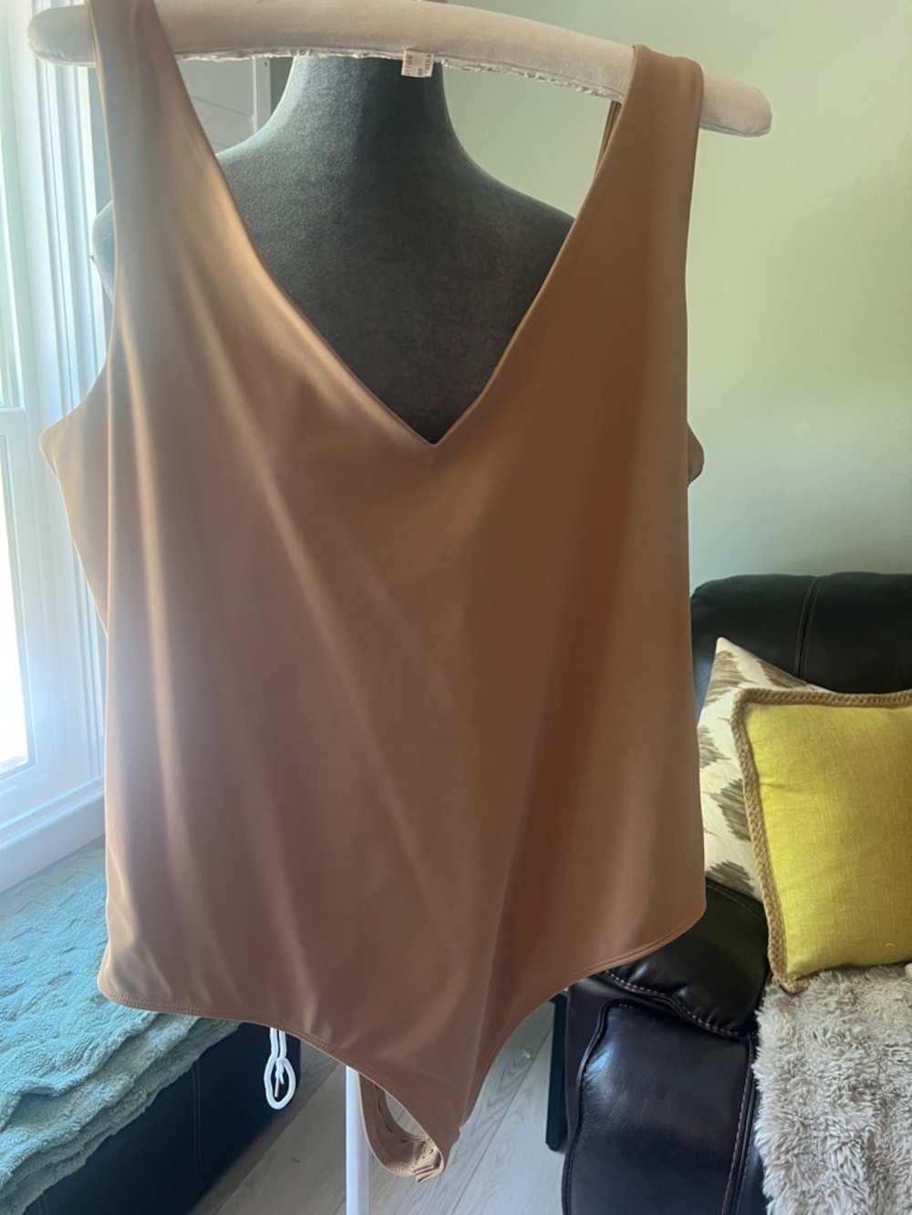 Women’s V-Neck Sleeveless Bodysuit - Taupe